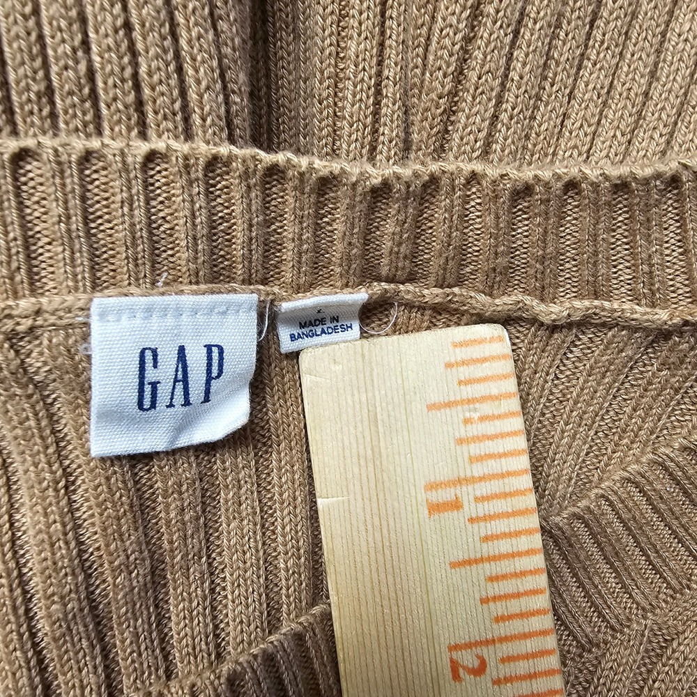 GAP Womens Long Sleeve Ribbed Knit Sweater Dress Camel Brown Tan Size Medium - Picture 2 of 7